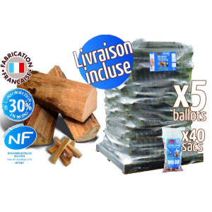 Bois de chauffage – Bûches 40 cm, 8.30m³, 11.25 stères + 40 sacs bois d’allumage