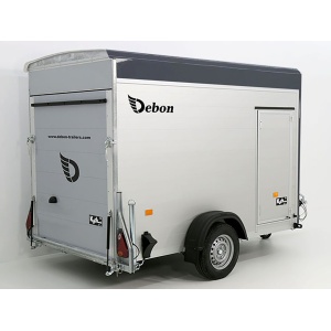Debon Kofferanhänger C300 148x295cm H:190cm 1,3t Alu, Polybug|Tür|grau-Neu