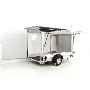 Debon Kofferanhänger C300 Sandwich 148x295cm H:190cm 1,3t|Alu|Polybug|Tür|Klappe|schwarz-Neu