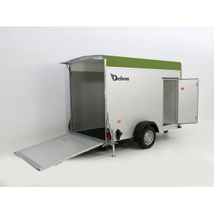 Debon Kofferanhänger C300 148x295cm H:190cm 1,3t Alu, Polybug|Tür|olivgrün-Neu