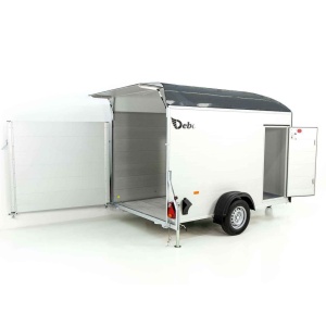 Debon Kofferanhänger C400 164x315cm H:200cm 1,3t|Alu, Polybug|Tür|grau-Neu