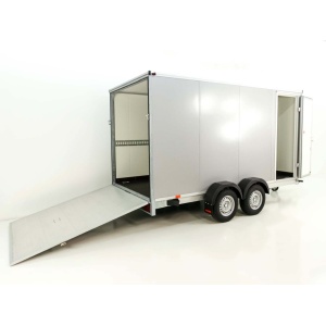 Vezeko Kofferanhänger 184x405cm Höhe:205cm 2,7t|Rampe|Tür|silber-Neu