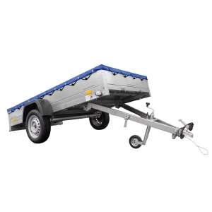 Einachs-tieflader Garden Trailer 264 Kipp Mit Stützrad, Querstreben Und Blauer Flachplane-Neu