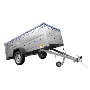 Großer Anhänger 750 kg Garden Trailer 264 KIPP mit Bordwandaufsatz [zusätzliche 40 cm], Stützrad und blauer Flachplane-Neu