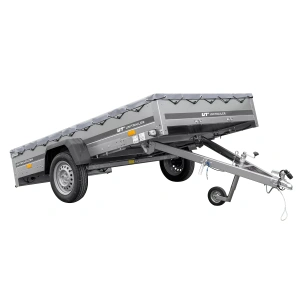 PKW Anhänger 264×150 Unitrailer Garden 265 KIPP mit Flachplanenträger und grauer Plane-Neu