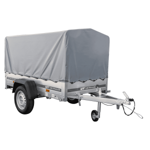 Tieflader Pkw Anhänger Garden Trailer 200 KIPP 200×106 cm 750 kg [mit Hochspriegel, Hochplane und Stützrad]-Neu